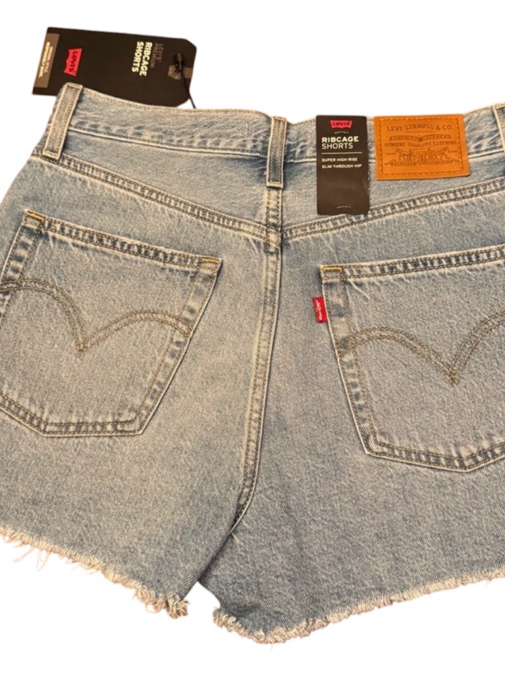 Levi's Women's Ribcage Shorts Light Blue Ripped Denim - Picture 10 of 10